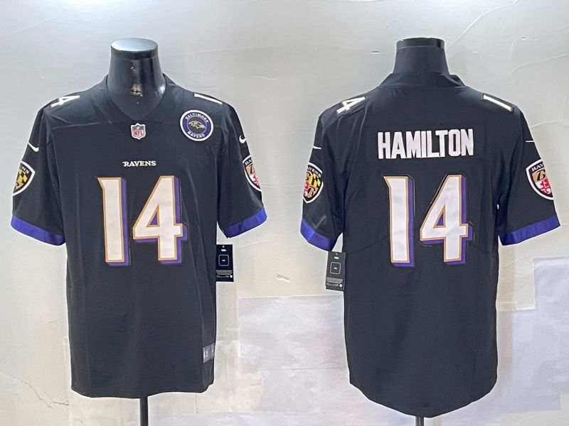 Men Baltimore Ravens #14 Hamilton Black Second generation 2024 Nike Limited NFL Jersey style 2